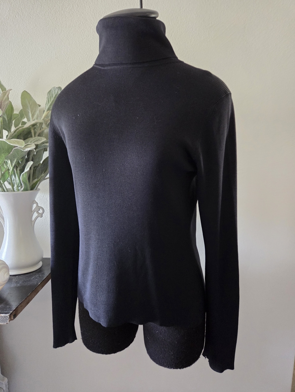 Small, Black, Ann Taylor silk knit turtleneck